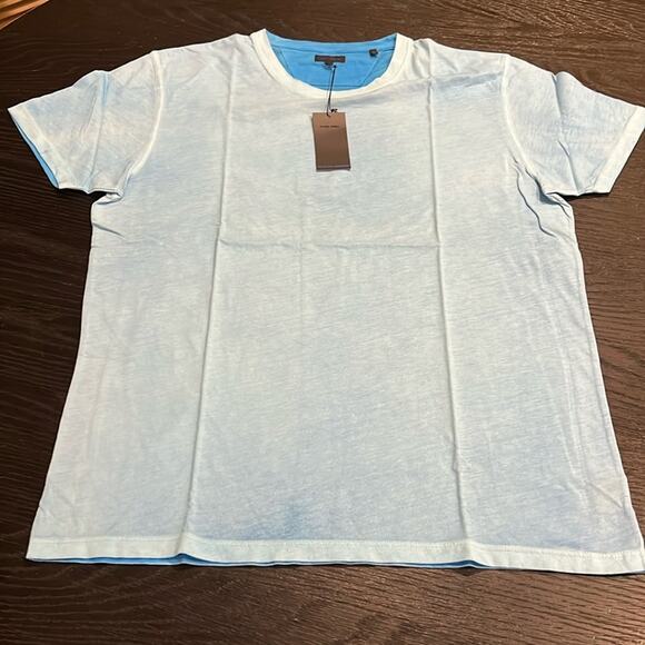 NWT Light Blue Patrick Assaraf Crew Neck T Shirt Size XL - Picture 1 of 5